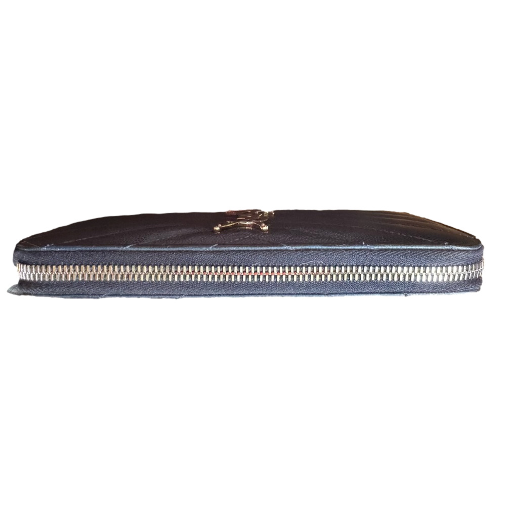 Yves Saint Laurent RARE NAVY Blue Chevron Quilted Wallet - Picture 4 of 16